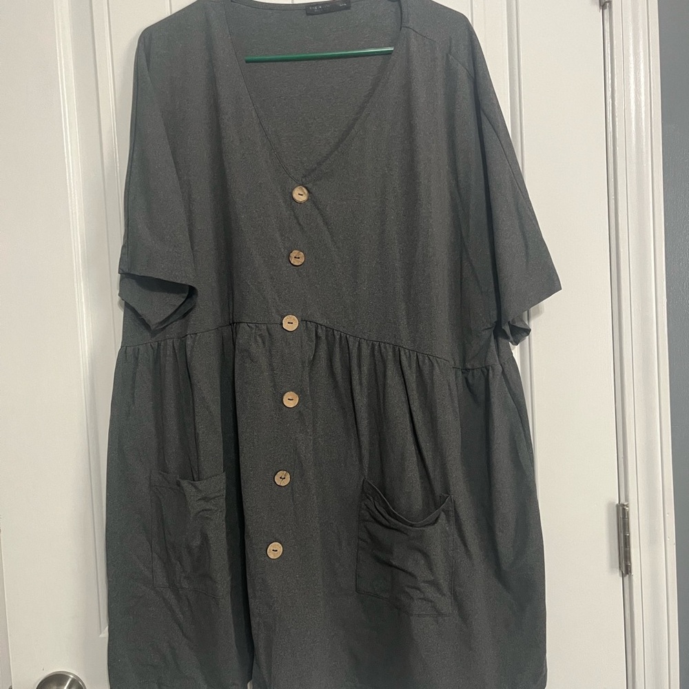 SHEIN Gray Button-Down Mini Dress